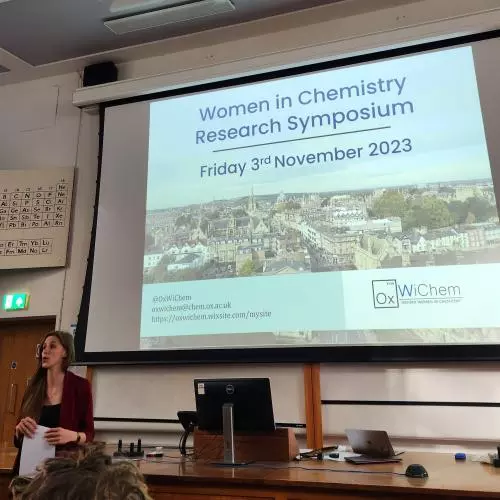 Lecture, Large Screen, woman presenting